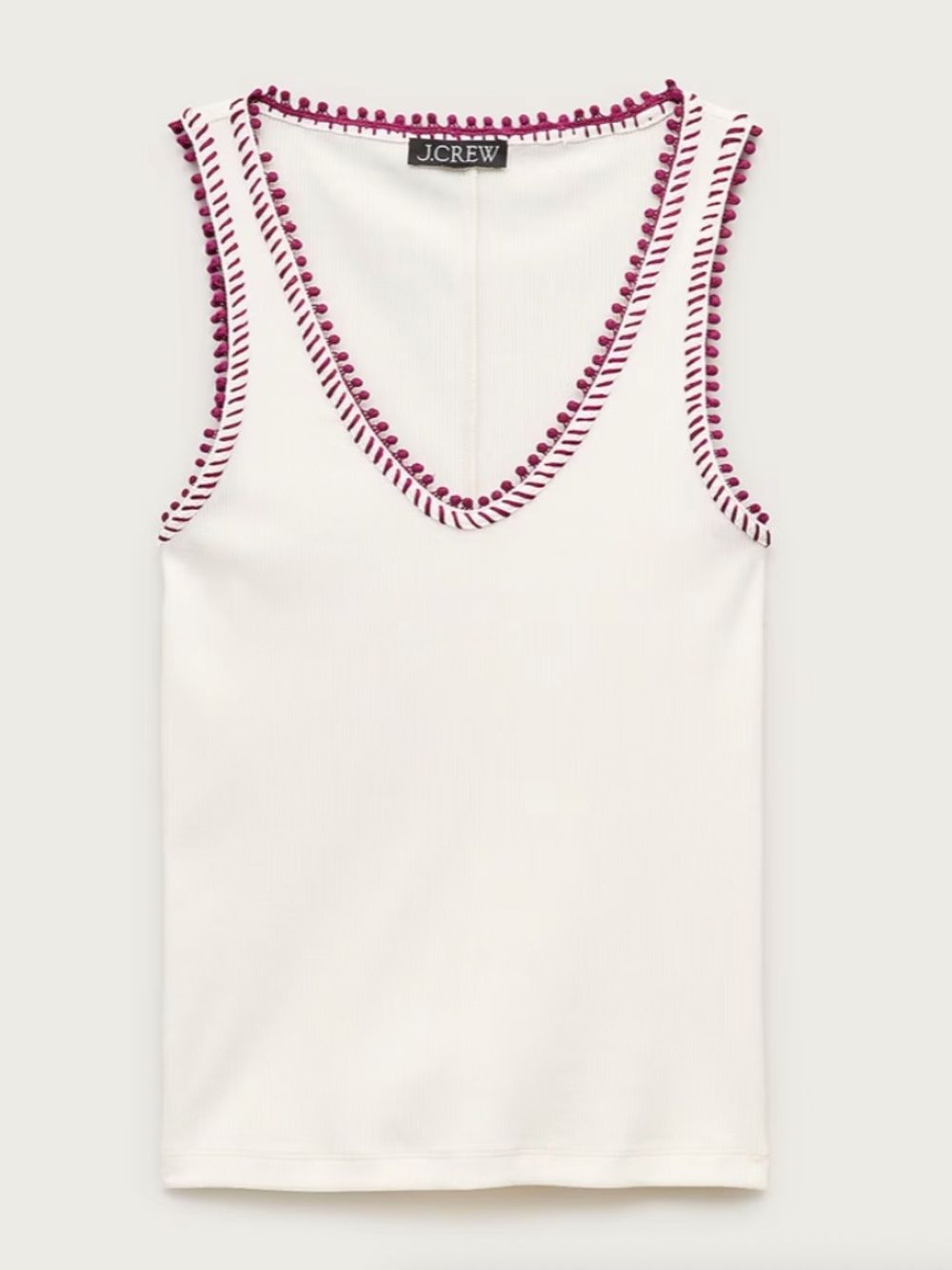 NWT J. Crew Perfect Rib V-neck Tank Top with Hand-stitched Trim – Size Small
